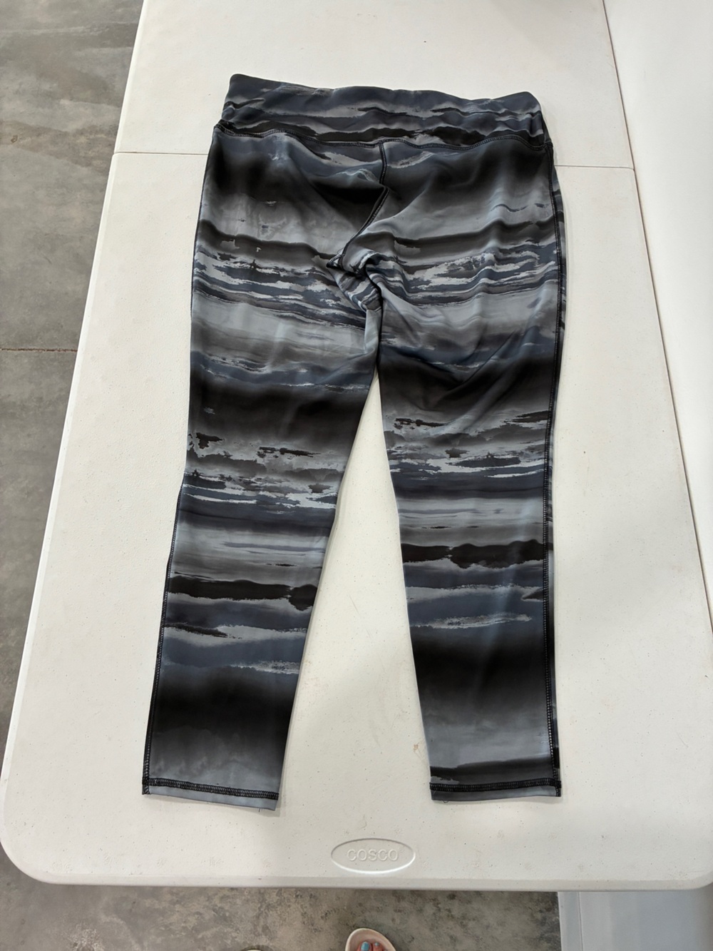 RBX 2X High Waist 7/8 Leggings Watercolor Abstract Ombre Blue Black EUC